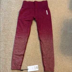 Gymshark Ombre Red Burgundy Leggings Size Small